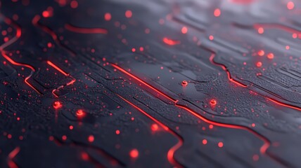 Abstract Red Glowing Lines on Dark Textured Surface
