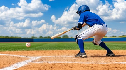 Young Baseball Player Batting on a Sunny Day