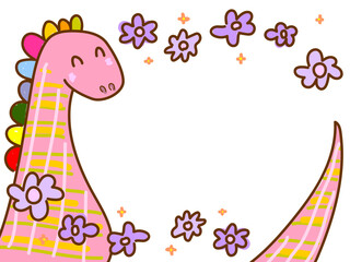 カラフルな恐竜のフレーム01