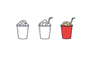Popcorn icon vector logo set collection for web app
