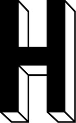 3D H Letter