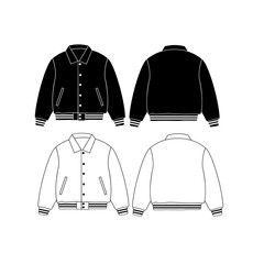 vector illustration of varsity jacket mock up with color changeable shirt collar