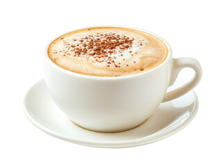 Obraz premium Aromatic Cappuccino in a White Mug Close-Up Studio Shot of a Delicious Coffee Drink