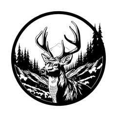 deer hunting illustration logo vector image t shirt