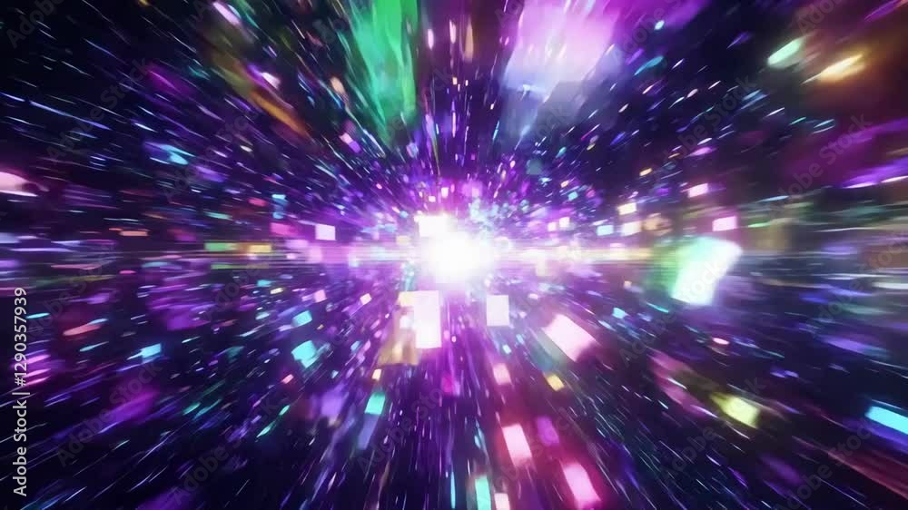 Wall mural experience a mesmerizing journey through a universe filled with bright colors and energetic particle