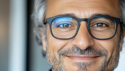 Elevate your brand with professional visuals featuring a Smiling man with elegant glasses and professional styling This high-quality image is perfect for business identity visuals, capturing trust
