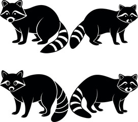 Stylish Raccoon Silhouette Icon Perfect for Branding & Prints.