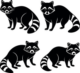 Stylish Raccoon Silhouette Icon Perfect for Branding & Prints.