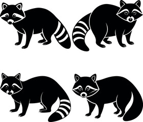 Stylish Raccoon Silhouette Icon Perfect for Branding & Prints.