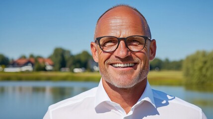 Elevate Your Online Presence with a Compelling Personal Branding Headshot Featuring a friendly man with a neat haircut and sleek glasses, this image embodies professionalism and approachability The