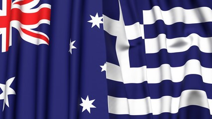 Flags of AUSTRALIA and GREECE with realistic cloth texture © Vutuk