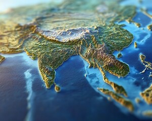 Asian Region Topographic Map