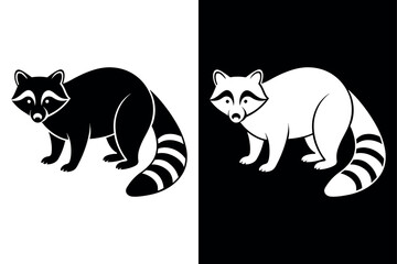 High-Quality Raccoon Icon Vector on Block And White Background.