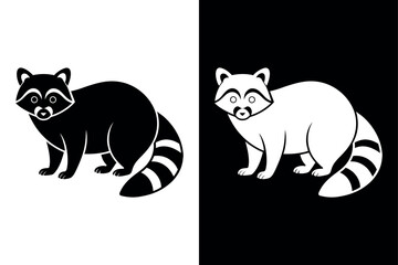 High-Quality Raccoon Icon Vector on Block And White Background.
