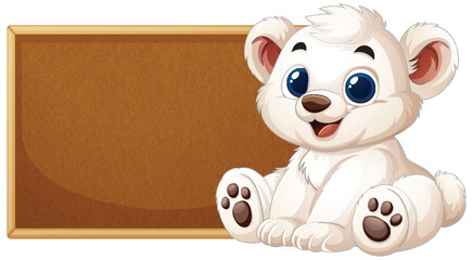 Cute Bear Cub with Blank Sign © GraphicsRF
