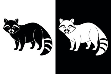 High-Quality Raccoon Icon Vector on Block And White Background.