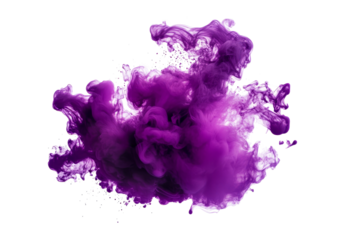 Abstract violet ink smoke, purple cloud on transparent	
