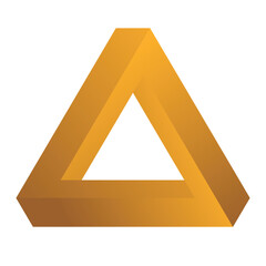 The abstract color triangle overlap on a white background. The Penrose triangle.