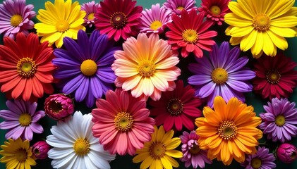 Fototapeta premium Close up of vibrant and aromatic medicinal flowers arranged in a therapeutic pattern, nature, healing