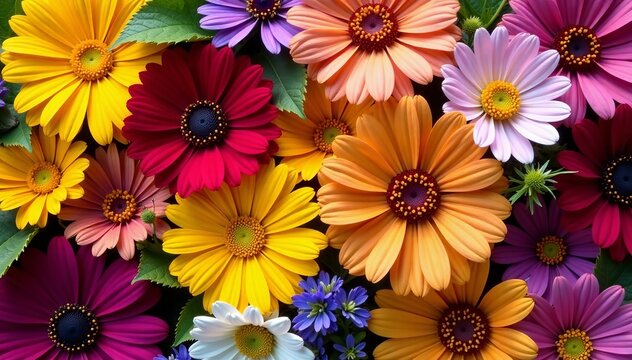 Close up of vibrant and aromatic medicinal flowers arranged in a therapeutic pattern, wellbeing, alternative medicine, botanicals