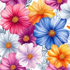 Colorful Cosmos Floral Pattern