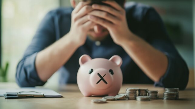 Retirement financial stress in a serene office, creating a plan to reduce personal debt before retirement. Featuring concern and action