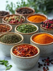 Colorful spices adding flavor and aroma to culinary creations
