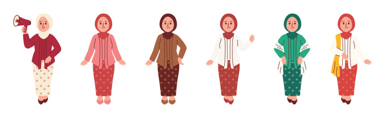 Indonesian Woman Wear Traditional Kebaya Attire