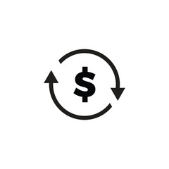 dollar sign with arrow  Money flow, Exchange, Circulation, Vector illustration
