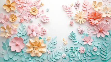 Pastel Paper Flower Wall Art with Delicate Floral Design
