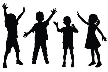 Different pose of children silhouette