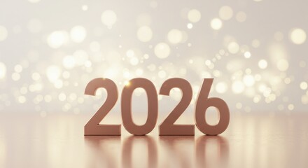 New Year 2026 with glowing bokeh lights for festive holiday greeting