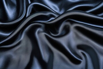 Obraz premium Midnight Luxe: Elegant Black Satin Fabric Texture Background. Perfect for luxurious branding, fashion, beauty, and design projects. Deep, rich black with a subtle sheen, ideal for adding a touch of 
