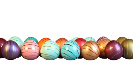 Beautiful 3d easter background with border colorful eggs.