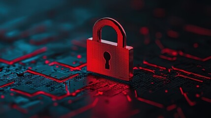 Digital Lock Concept on Dark Circuit Background Representing Cybersecurity and Data Protection Themes