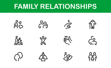 Family Relationships Icon Set. Premium Icons for Parenting, Sibling Bonds, Family Ties, and Emotional Connections