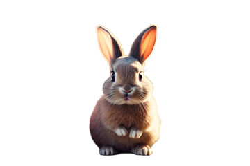 Fototapeta premium Portrait Of Cute Bunny Standing Isolated on Png Background Photo.