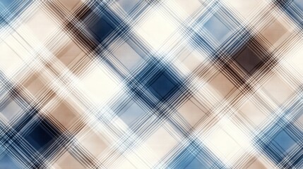 Elegant plaid pattern creating stylish diamonds in blue and brown tones