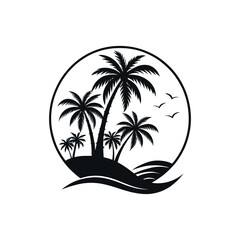 palm tree silhouette logo vector line art logo design

