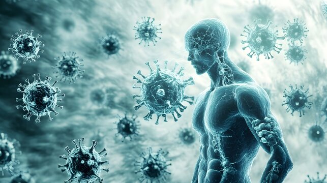 Pneumococcus Virus Spreading from Human to Human in 3D Render