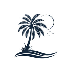 palm tree silhouette logo vector line art logo design
