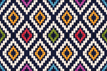 Ethnic ikat seamless pattern.beautiful pattern. floral embroidery, bohemian style, abstract flower art print. ethnic ikat abstract art. seamless fabric. ikat design for fabric, wallpaper, clothing.
