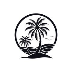 palm tree silhouette logo vector line art logo design

