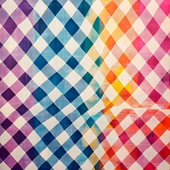 Vibrant Geometric Mosaic Pattern with Colorful Diamond and Plaid Shapes