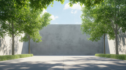 白い壁と新緑｜夏の日差しと美しい影のコントラスト