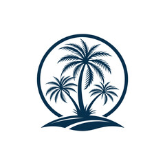 palm tree silhouette logo vector line art logo design
