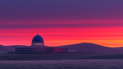 Obraz premium Sunrise over a Mausoleum in a Desert