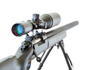 Scopes with Rifles on white background