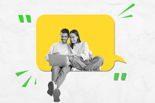 Happy young woman with mobile phone and headphones sitting on sofa against green background - Powered by Adobe