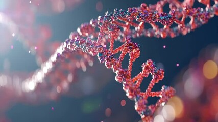 Scientific data processing of a DNA strand with visualization of molecular structures and interactions, scientific data processing over dna strand - Powered by Adobe